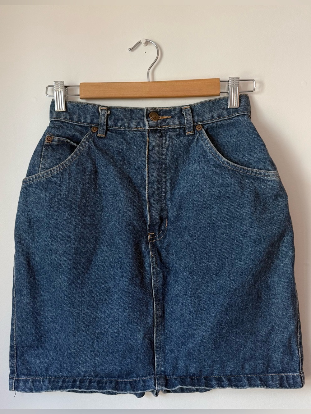 Vintage 80s 90s The Gap High Waisted Denim Mini Skirt Made in USA Womens Size 12